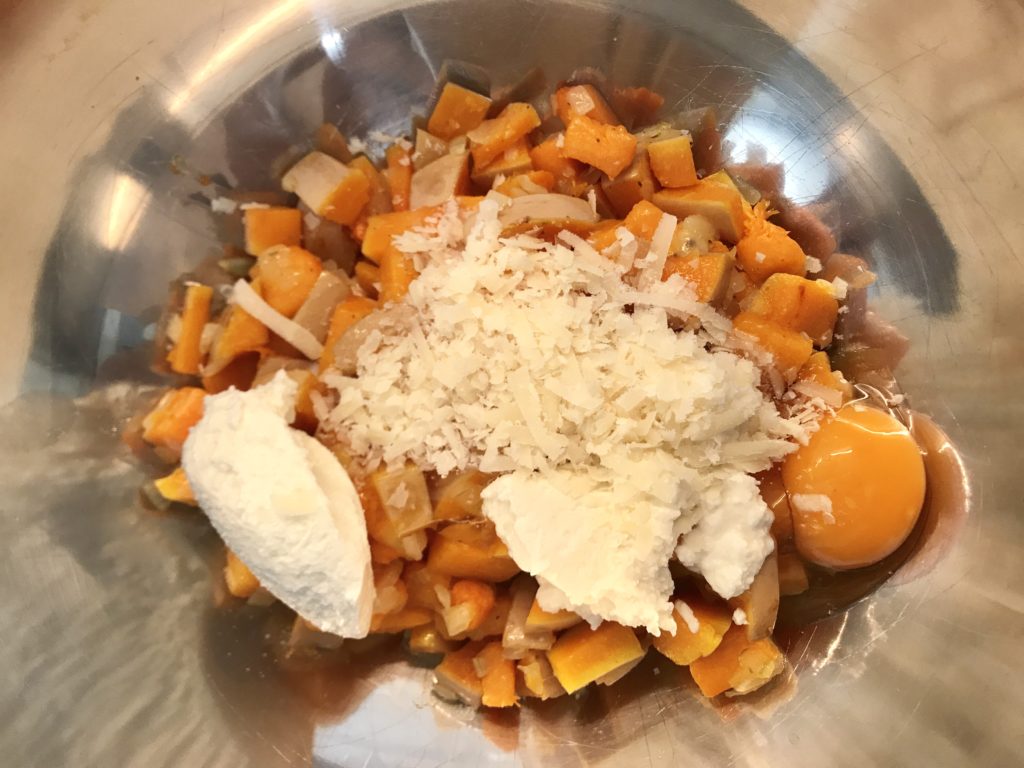 Calabaza, queso ricotta, parmesano y huevo